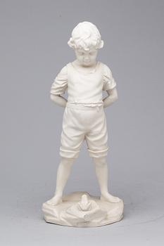 FIGURIN, parian, Gustavsberg, stämpelsignerad 1912.
"Pojken och grodan".