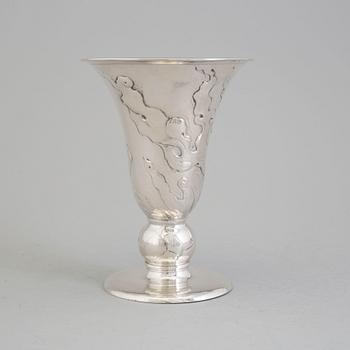 A Swedish Art Nouveau silver footed vase, maker's mark Claes Adolf Sandberg, Helsingborg, 1919.