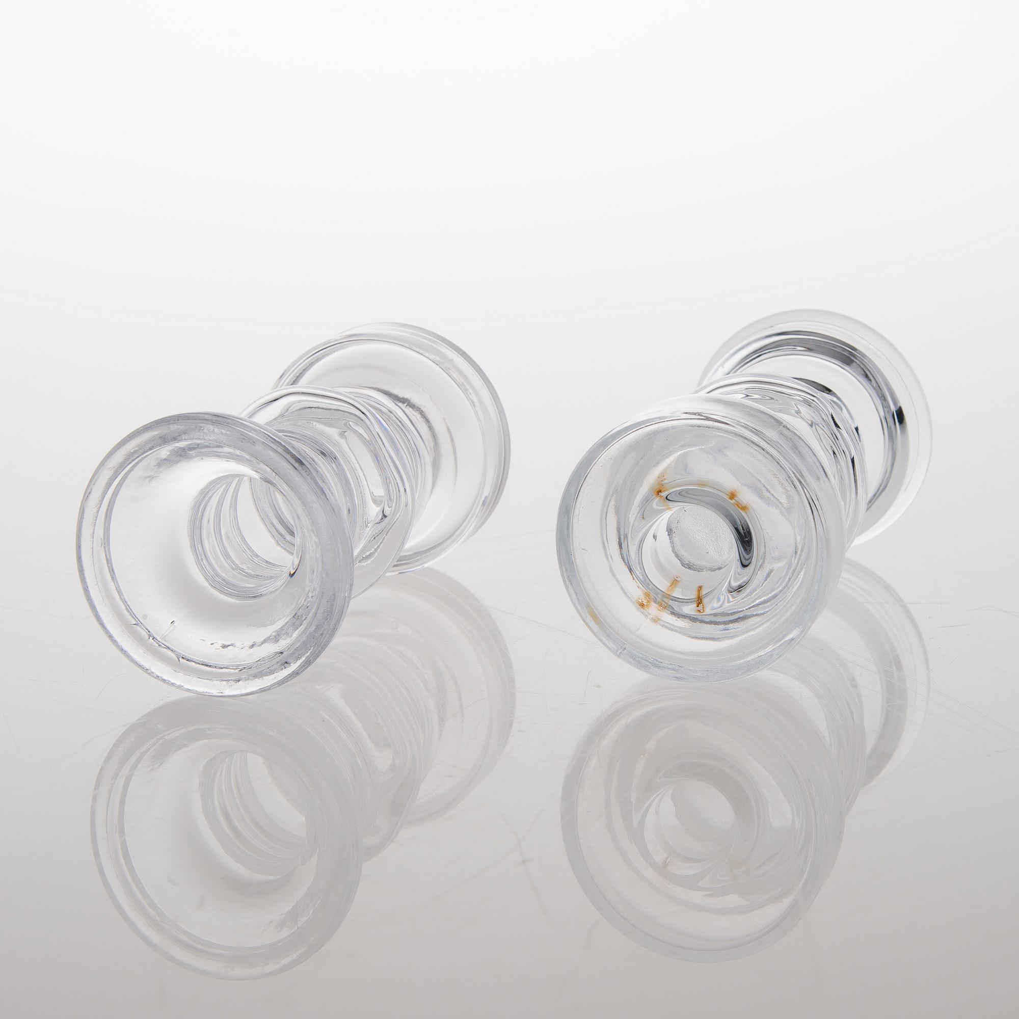 A vas and four candle holders/ vases in glass from Riihimäen Lasi, Finland 1970s.