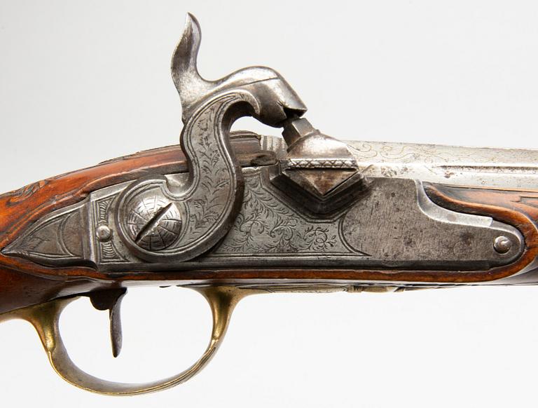 SLAGLÅSPISTOLER, ett par, Sverige 1700-talets andra hälft.