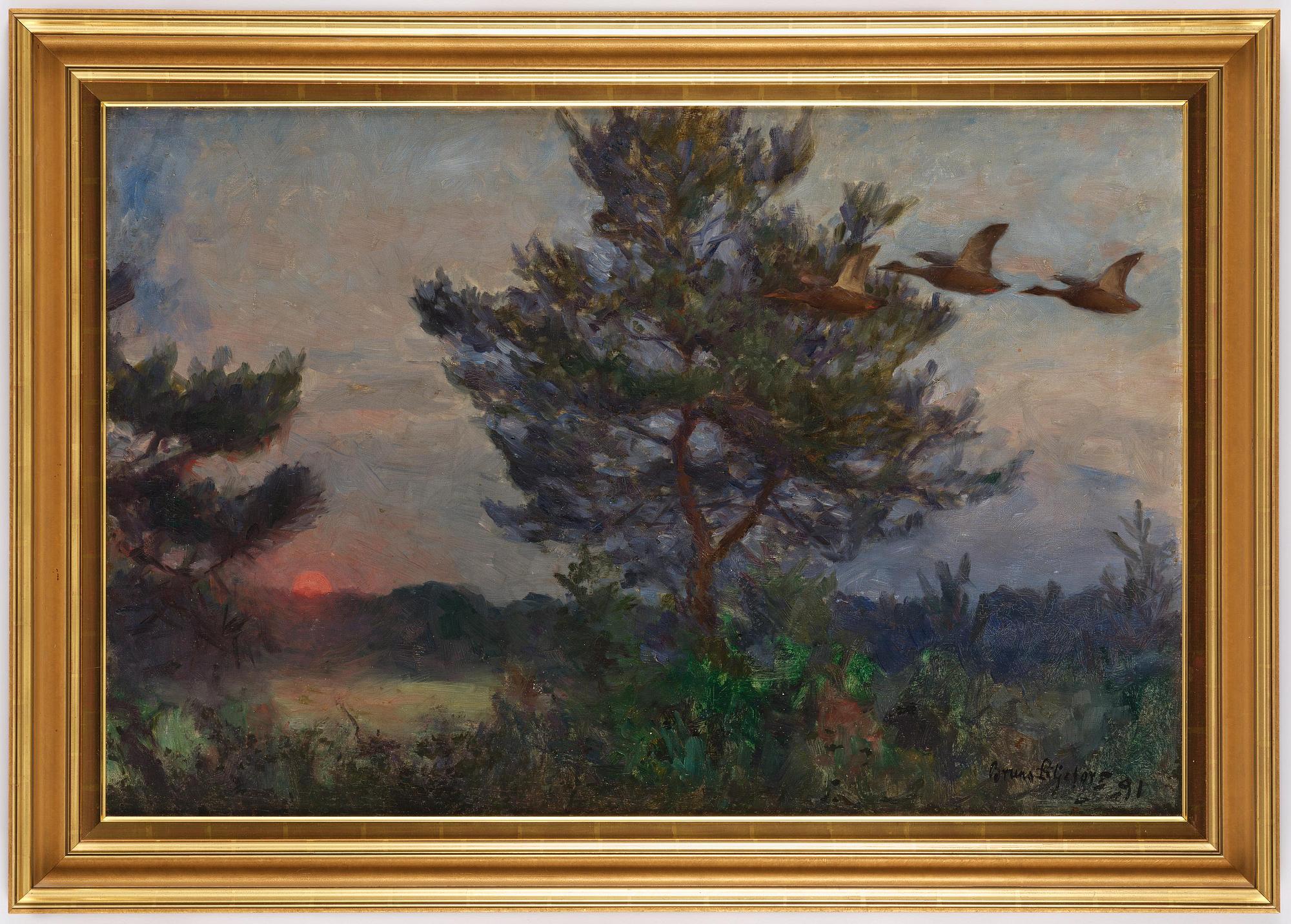 Bruno Liljefors, Spring night with lifting ducks.