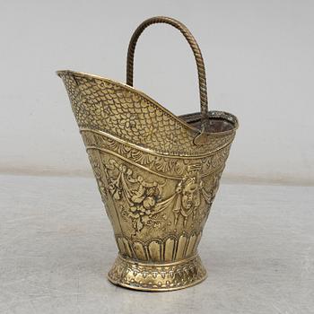 A 19th century brass coal basket.