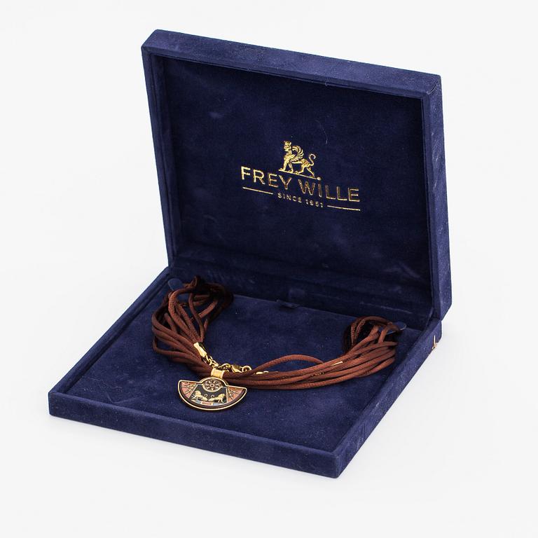 Frey Wille, a necklace made of gold coloured metal and enamel. Marked Frey Wille.