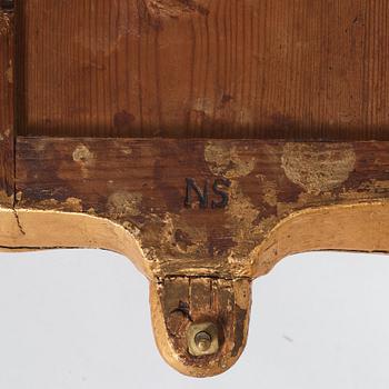 Spegellampetter, för två ljus, ett par, av Nils Sundström (spegelmakare i Stockholm 1754-1781), Rokoko.