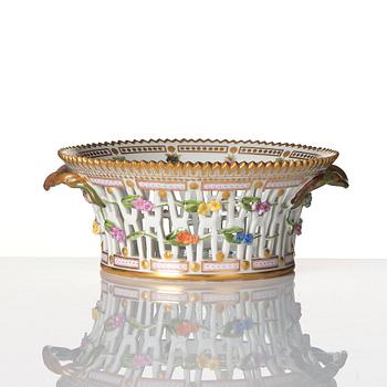 A Royal Copenhagen 'Flora Danica' Chesnut basket with stand, Denmark, 20th Century.