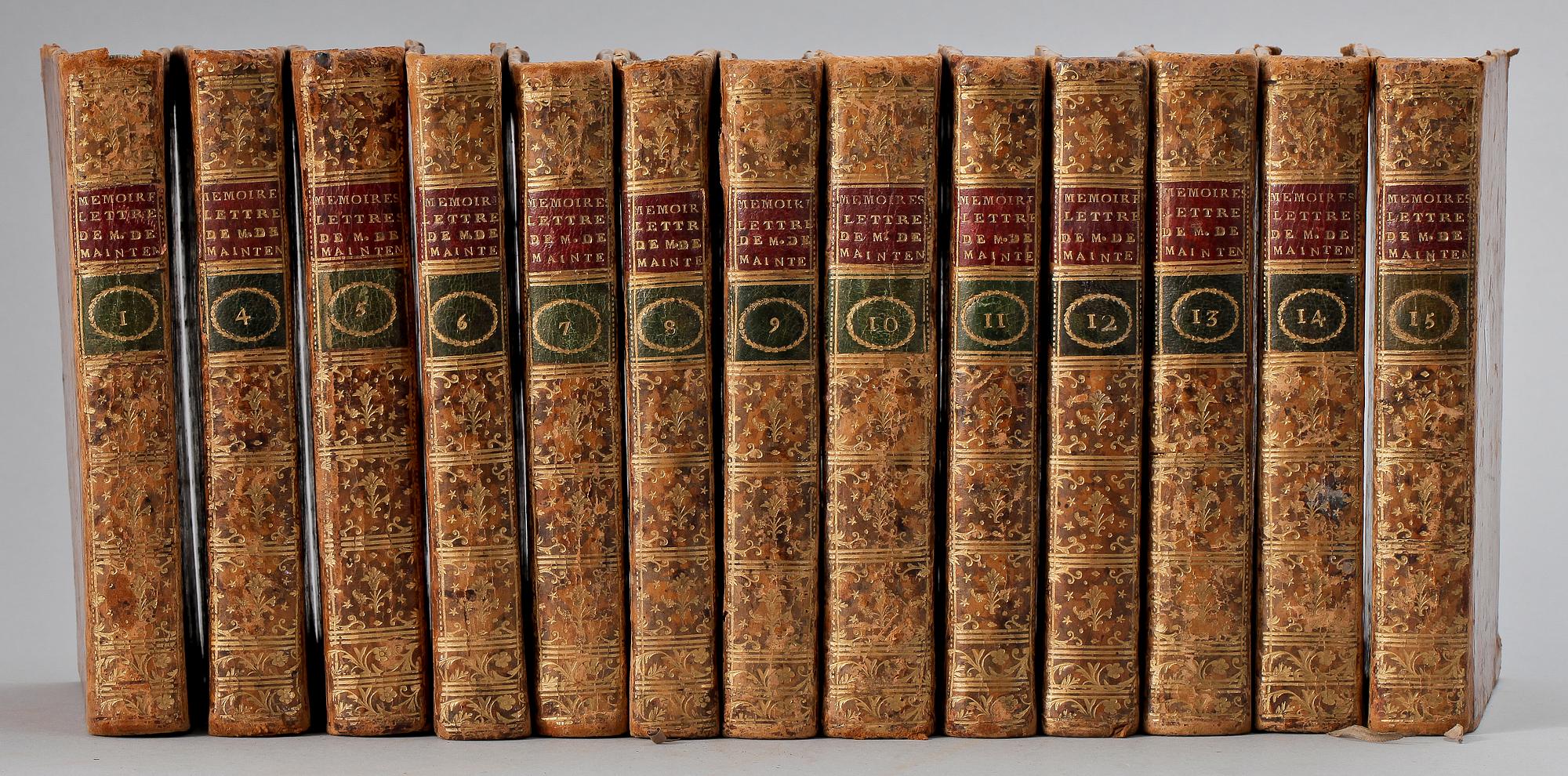 BOKVERK, 13 vol, "Mémoires pour servir a l Histoire de Madame de Maintenon...", av de la Beaumelle, Mastricht 1778.