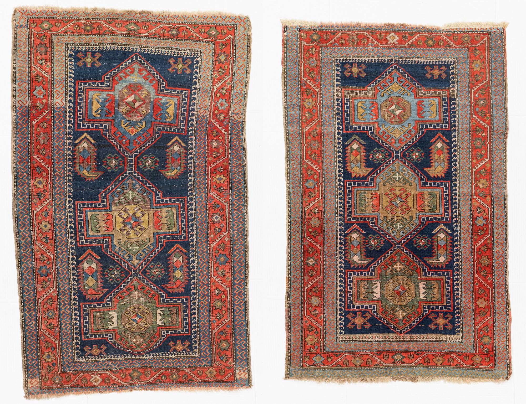 Mattor, ett par, Kasak, antika, 96 x 150-165 cm.