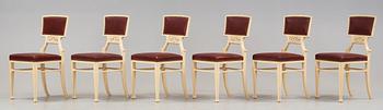 Ferdinand Boberg, A set of six Ferdinand Boberg Art Nouveau chairs, Sweden, circa 1900.