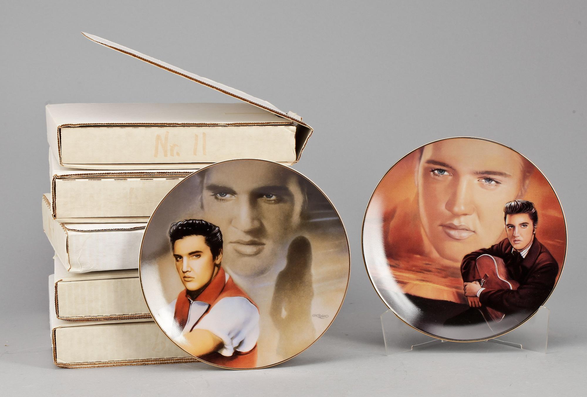 SAMLARTALLRIKAR, 8+12st, porslin, "Remembering Elvis", Bradford och "The Elvis Presley Hit Parade", Delphi, 1990-tal.