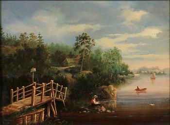 OKÄND KONSTNÄR ett par, olja på pappannå, sign Wilh Holm 1868.