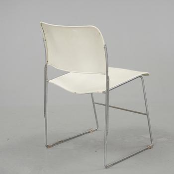 STOLAR, 8 st, metall, design: David Roland, 1900-talets andra hälft.