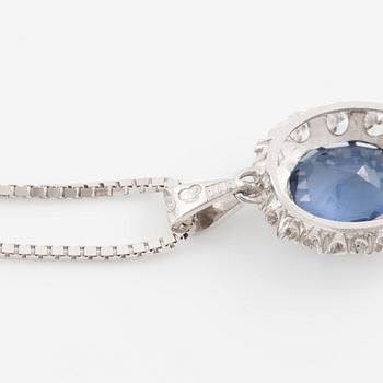 Pendant, Lennart Magnusson, 18K white gold with sapphire and brilliant-cut diamonds, chain 18K white gold included.