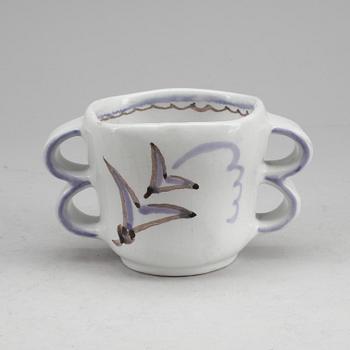 MUGG samt SKÅL MED LOCK, fajans, 2 delar, Wilhelm Kåge, uniksignerade.