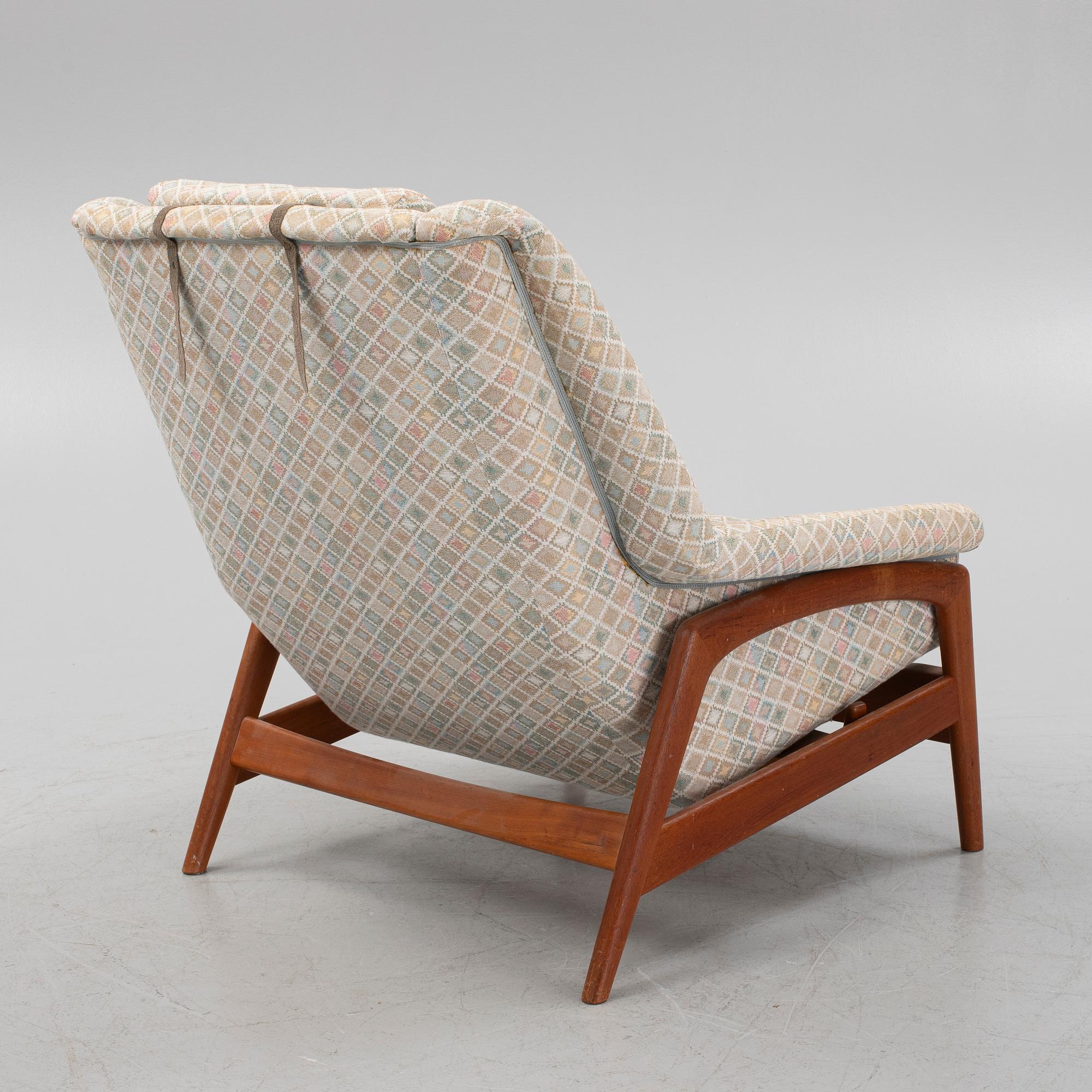 Folke Ohlsson, fåtölj med fotpall, "Profil", Dux, 1960-tal.