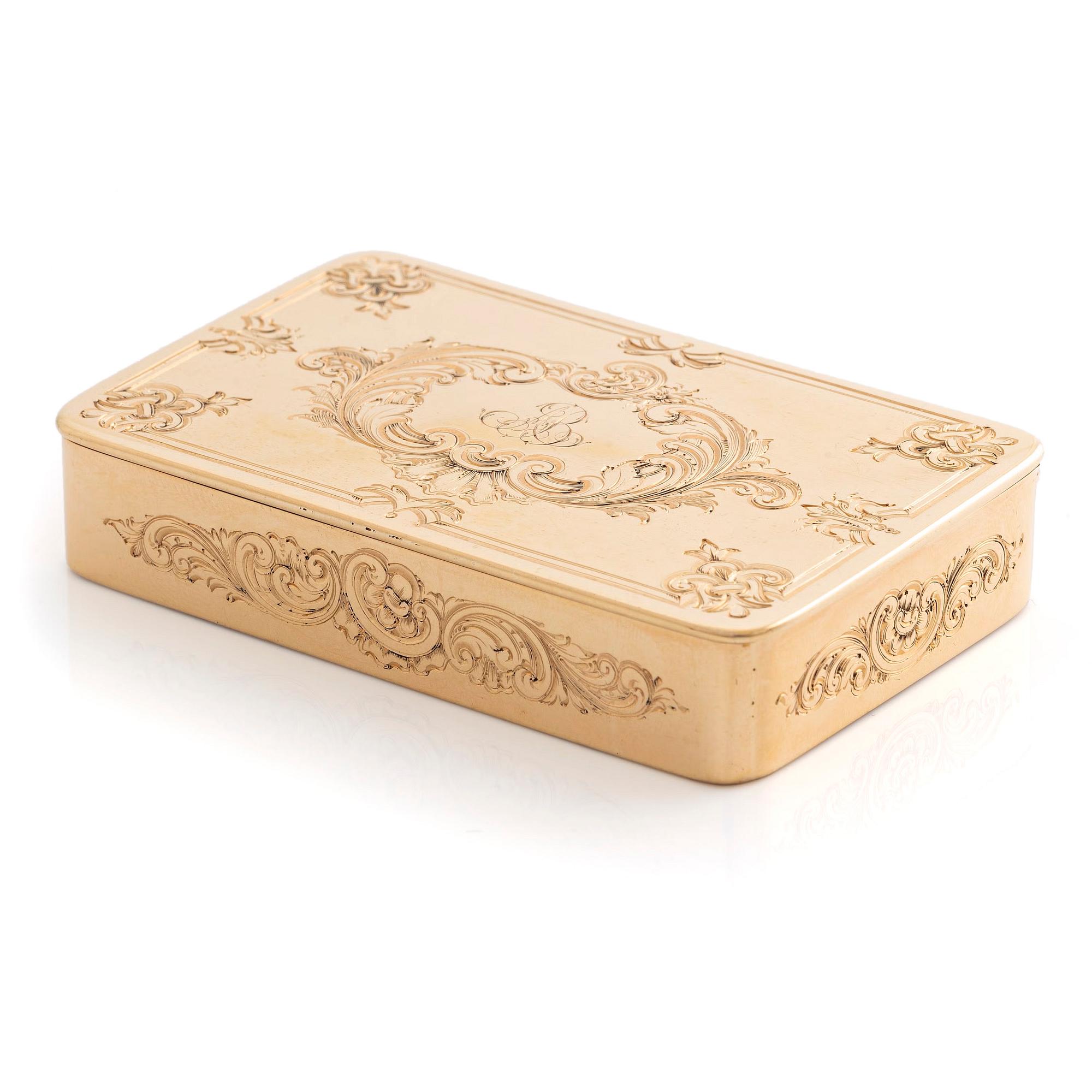 An 18K gold box, mark of Nils Hedenskog, Stockholm, 1828.