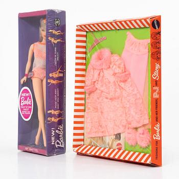Barbie doll, "Barbie Twist n Turn", 1966, in unopened packaging, with clothes, Mattel, 1960s.
