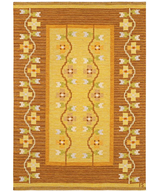 Ingegerd Silow, matta, rölakan, signerad IS, ca. 206 x 139 cm.