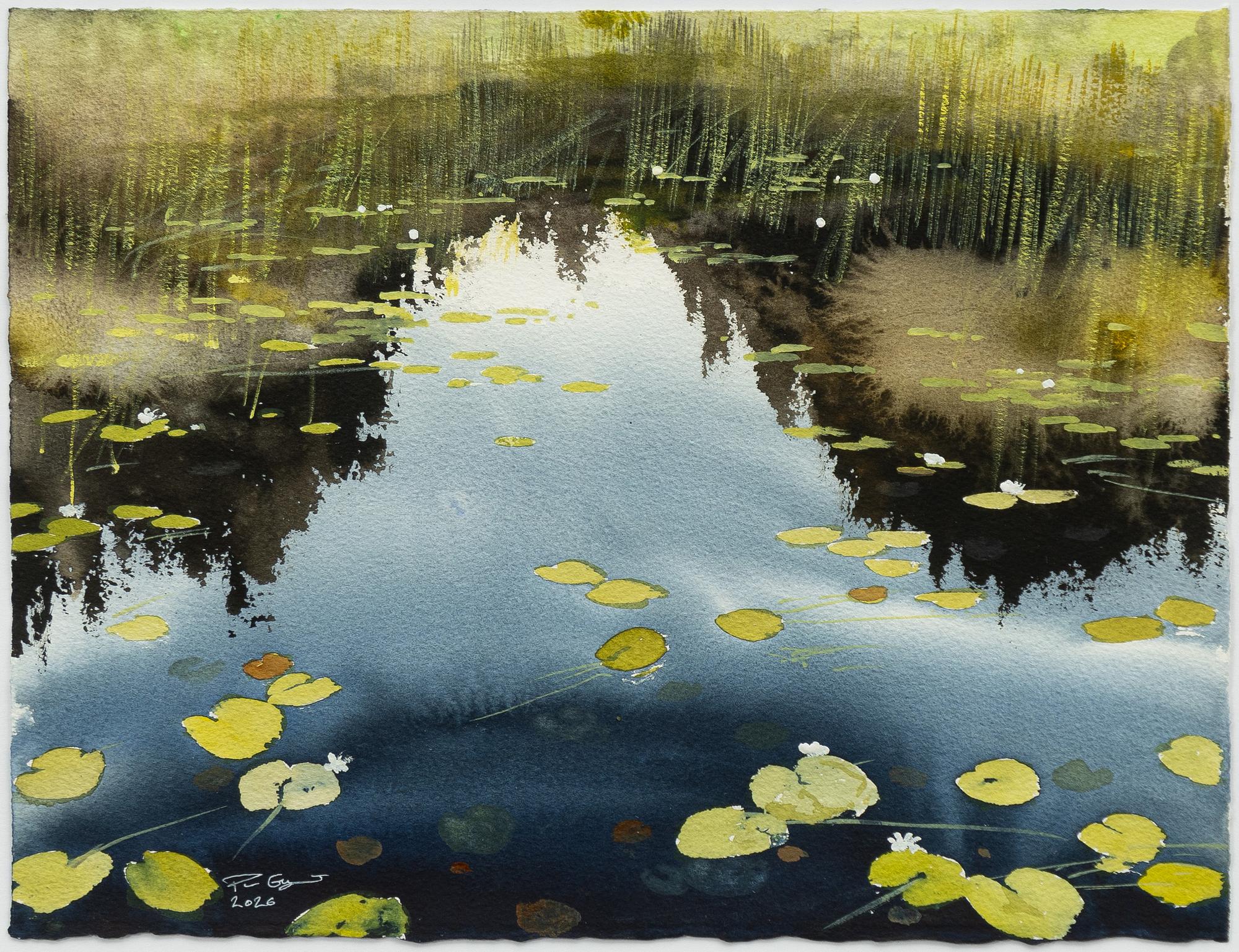 Peter Eugén, Lake with water lilies and greenery.