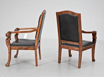 KARMSTOLAR, ett par, barockstil, 1900-tal.