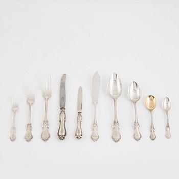 Bestickservis, 45 delar, silver, C.G. Hallberg, Stockholm, 1910-1919.