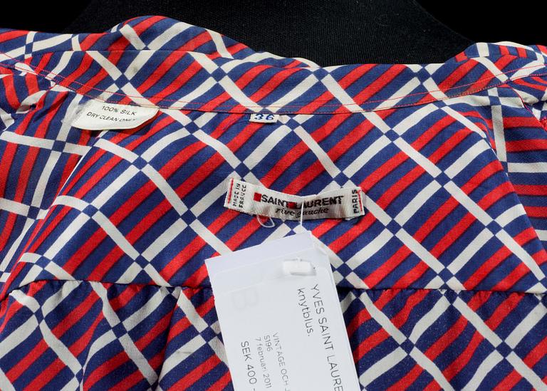 A silk blouse by Yves Saint Laurent.