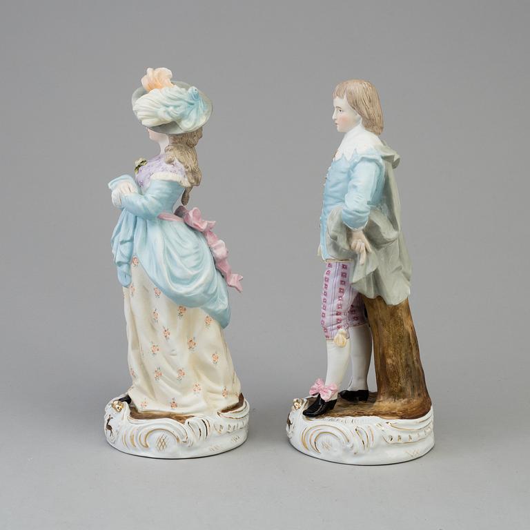FIGURINER, ett par, biskviporslin. Tyskland, sannolikt Schumann, Berlin, sent 1800-tal.