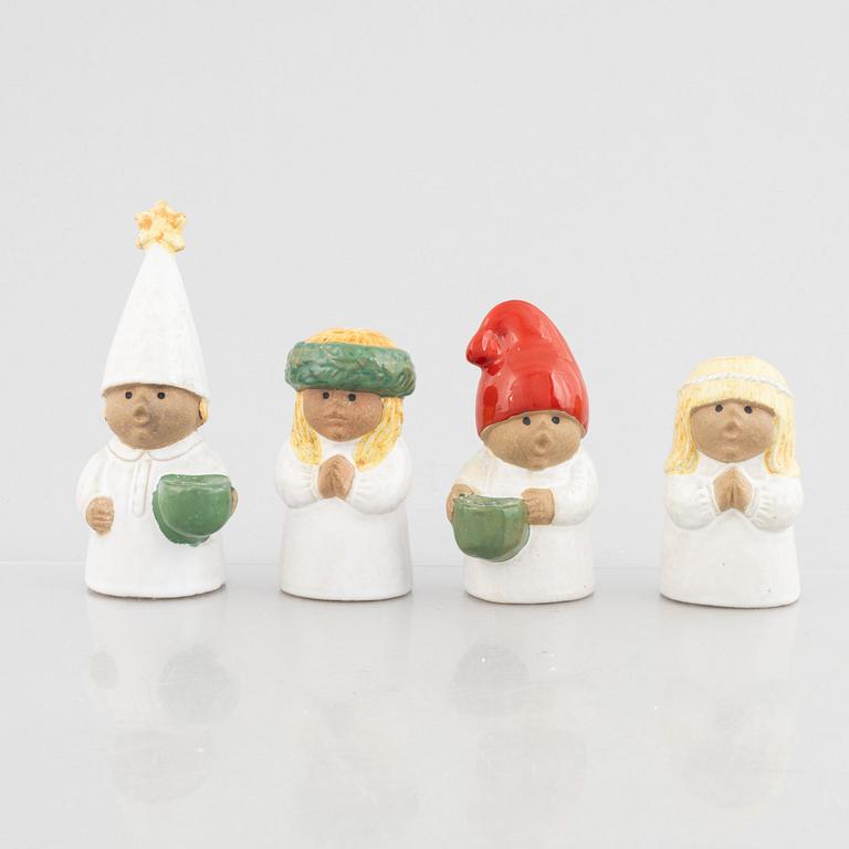 Lisa Larson, figuriner/ljusstakar, 4 st, "Advent", stengods, Gustavsberg.