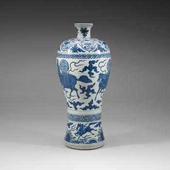 A large rare blue and white Meiping vase, Ming dynasty, Wanli (1572-1620).