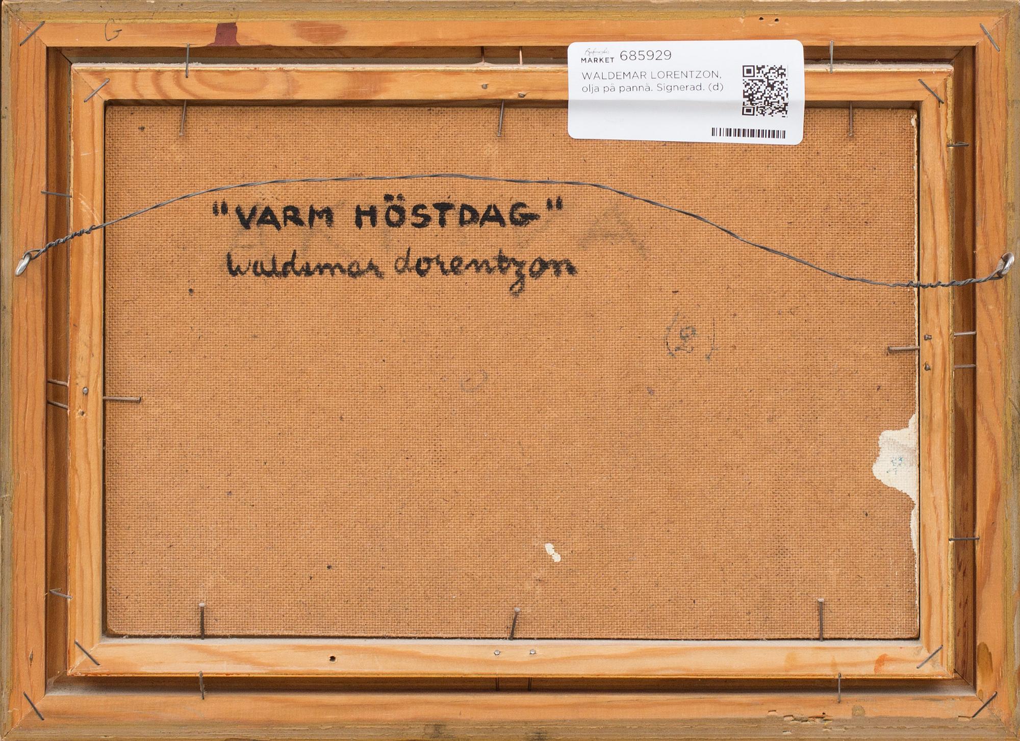 WALDEMAR LORENTZON, olja på pannå. Signerad.