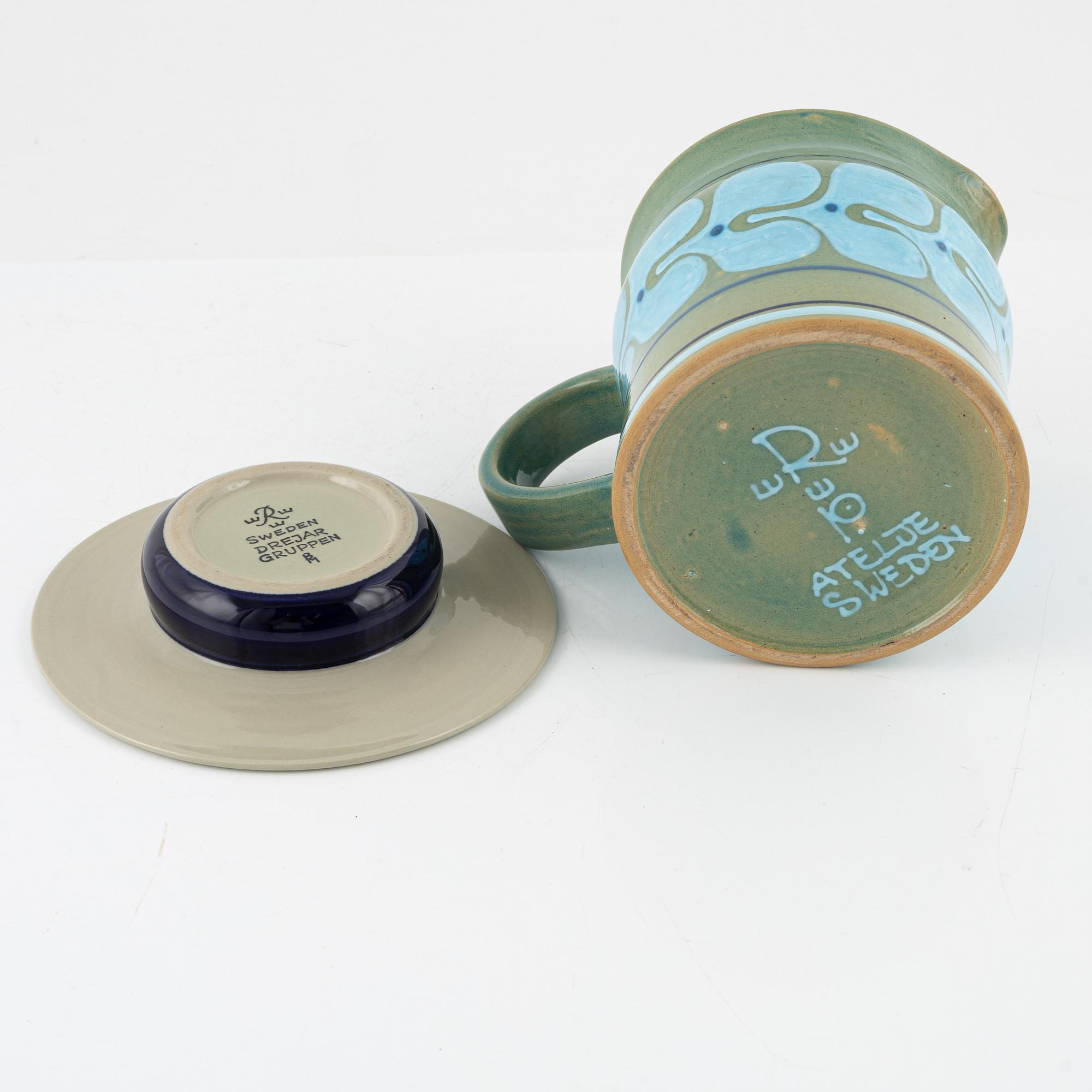 Six pieces of stoneware, Rörstrand, Sweden, latter part of the 20th century.