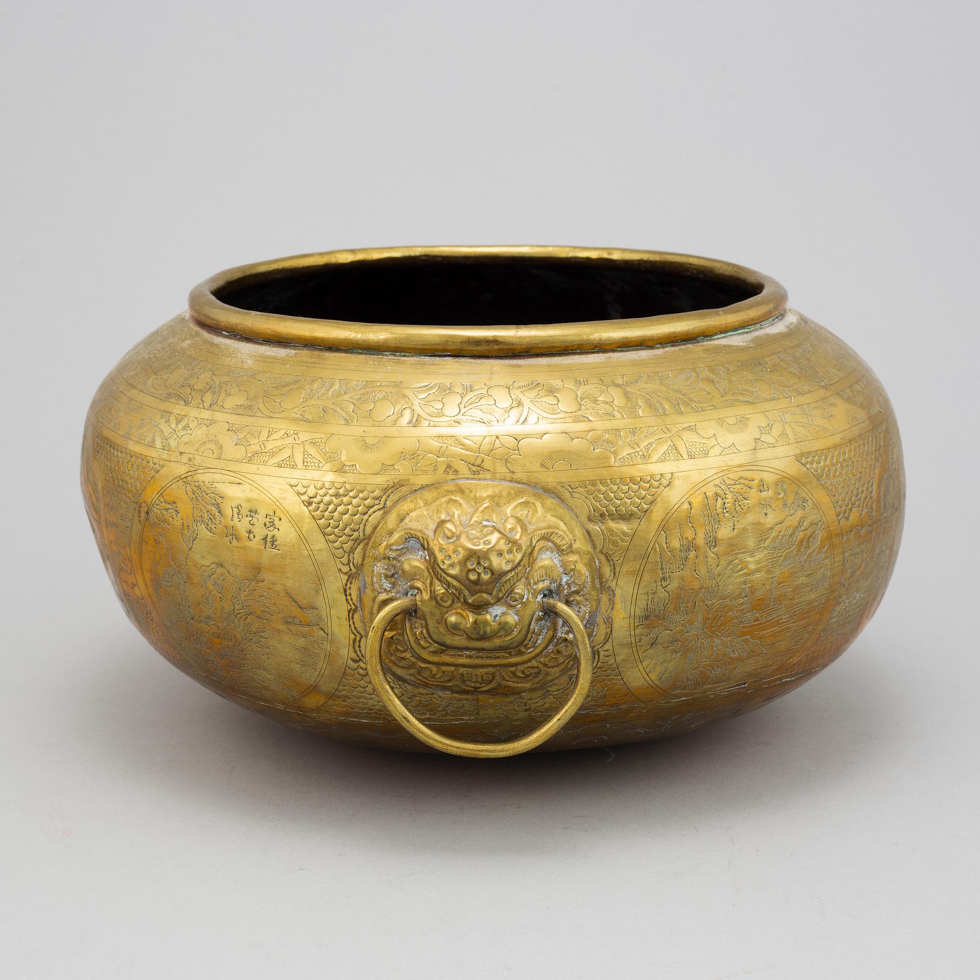 A large Chinese brass censer, early 20th century.