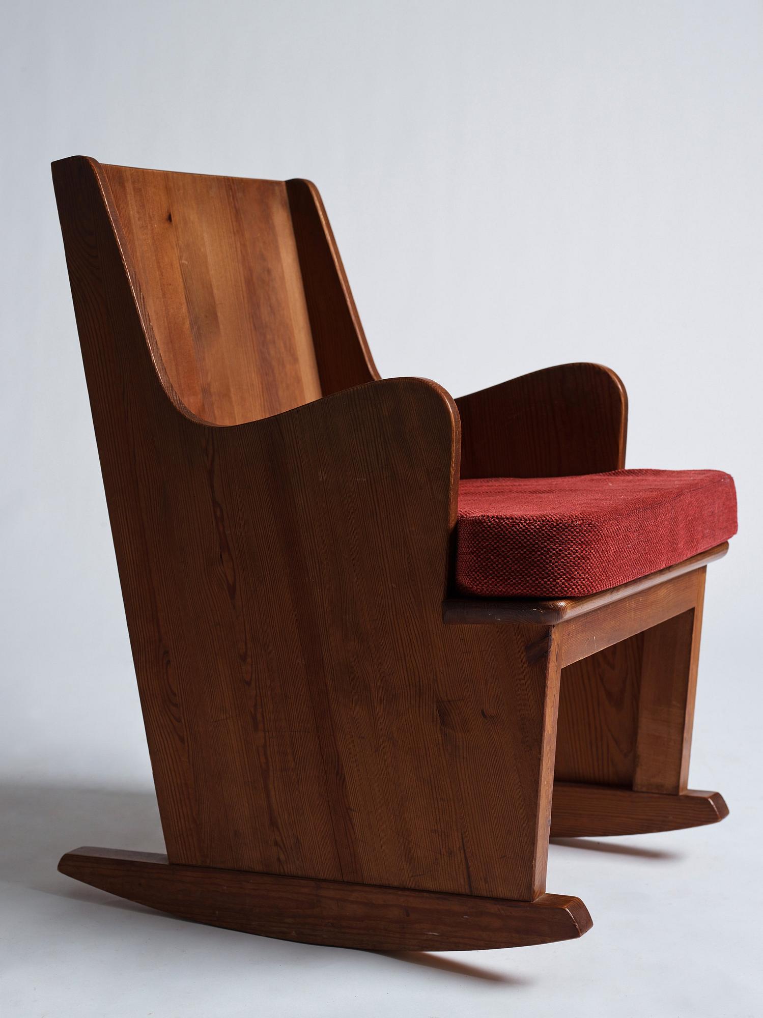 Axel Einar Hjorth, a stained pine 'Lovö' rocking chair, Nordiska Kompaniet 1930s.