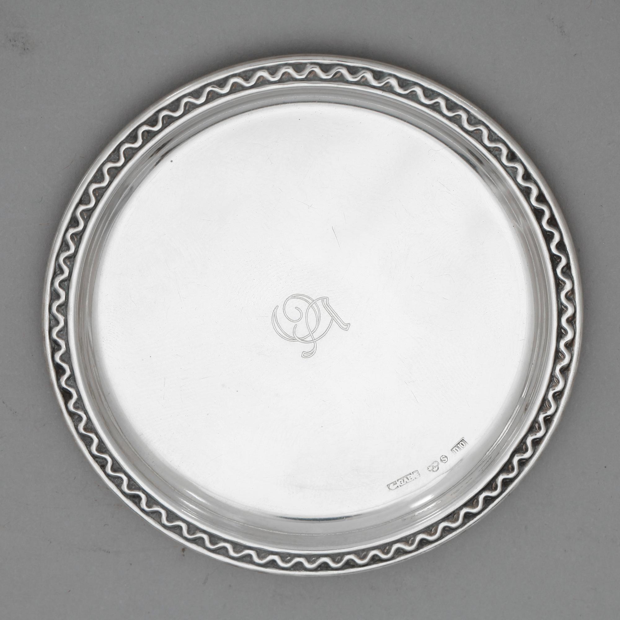 GLASUNDERLÄGG, 10 st, silver, GAB, 1970-tal. Tot ca 195 gram.