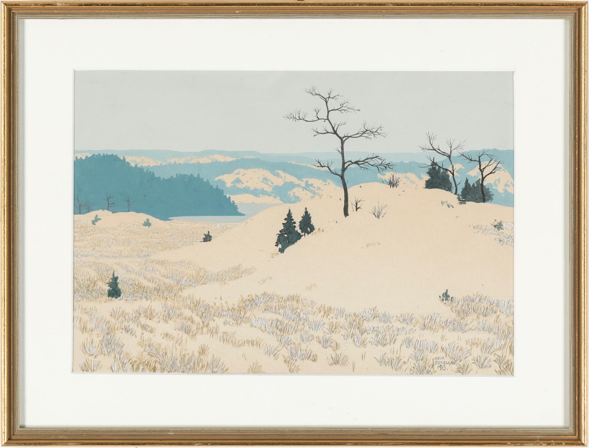 OSKAR BERGMAN, akvarell, signerad och daterad 1913.