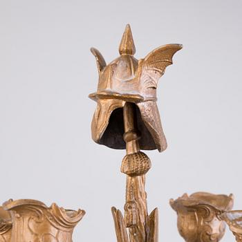 A candelabrum in copper metal alloy, end of the 19th Century.