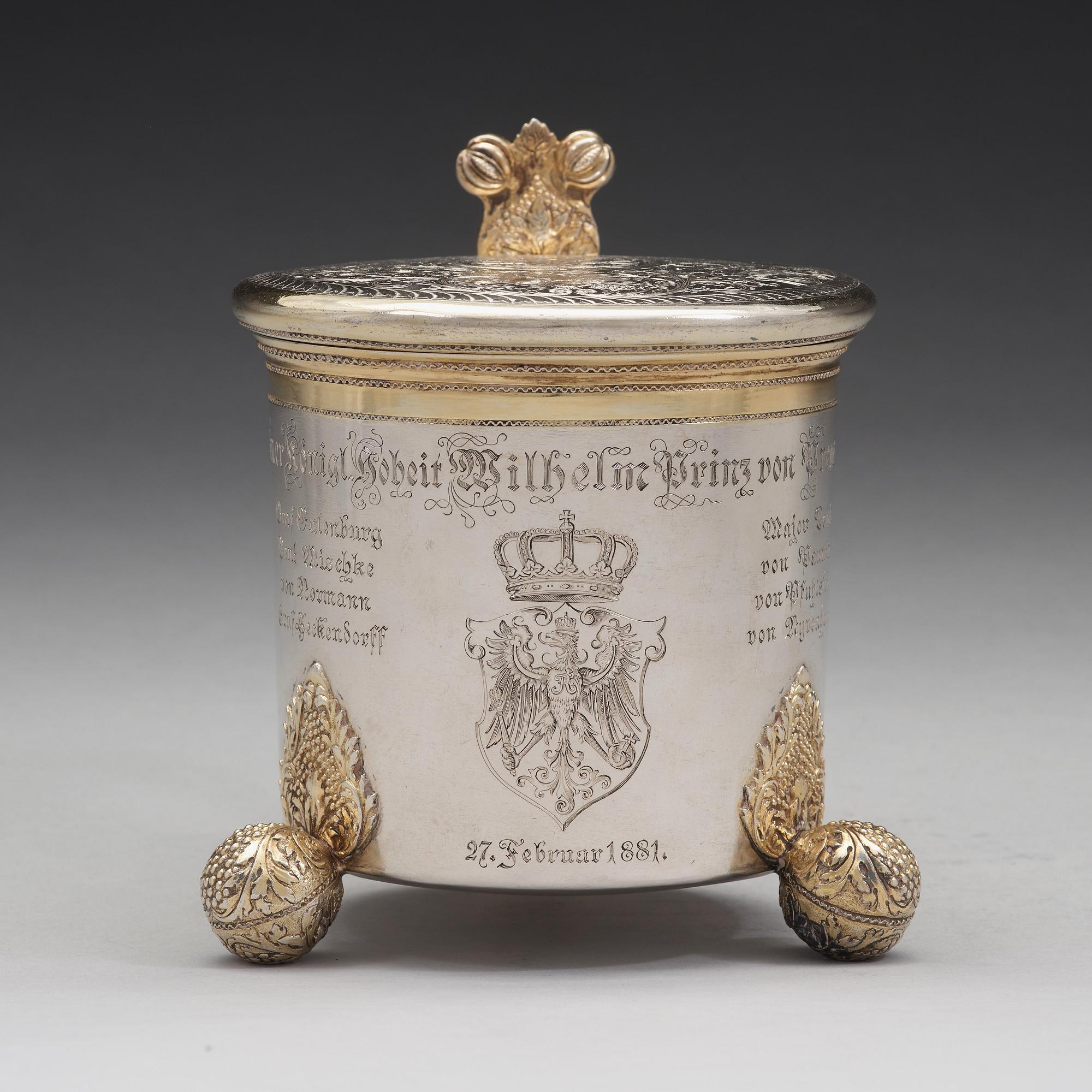 A Swedish early 18th century parcel-gilt silver tankard, mark of Sven Wallman, Gothenburg 1704.