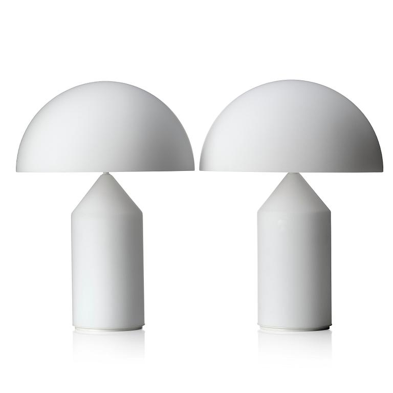 Vico Magistretti, a pair of "Atollo", table lamps, Oluce, Italy, post 1977.