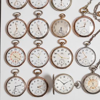 Collection of pocket watches, 63 pieces, "No reserve", various materials.