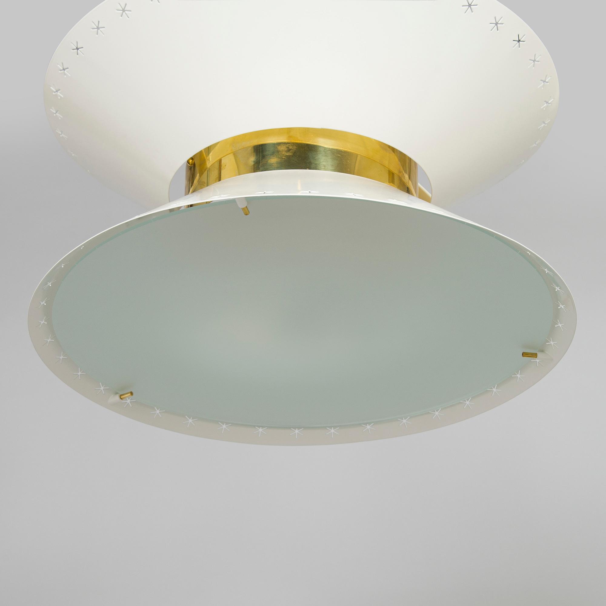 Paavo Tynell, a pair of ceiling lights, made to order, Taito, mid-20th century.