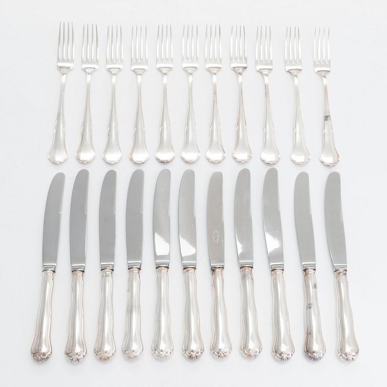 A 24-piece 'Chippendale' silver cutlery set,  Turku and Helsinki, mainly from the 1980s, also 1960 and 1962.