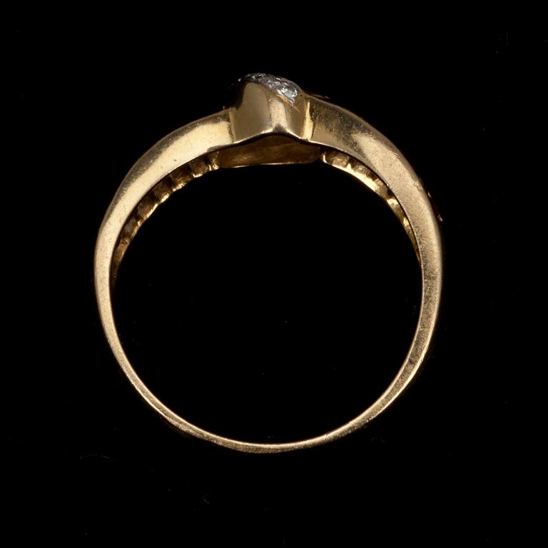 RING, guld 18K, safirer, rubiner, smaragder, diamanter. Vikt 3,8 g.