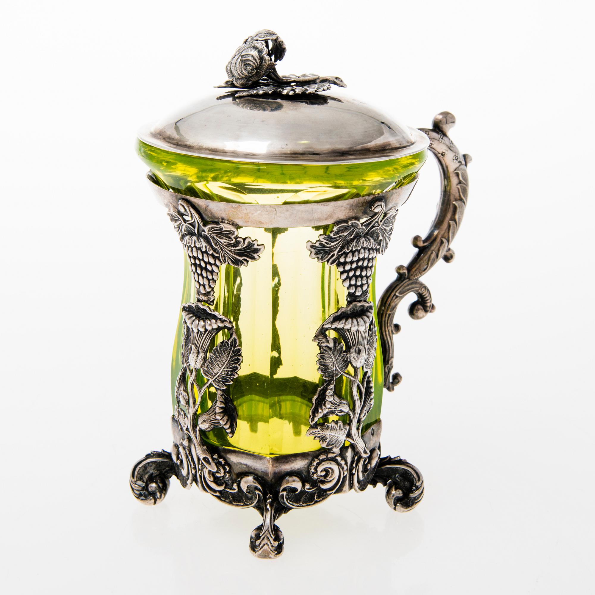 JOHANN DIEDRICH LINDKVIST, Lasi kannellisessa hopeapidikkeessä, Pietari 1841.