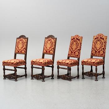 Four first half of the 18th century baroque chairs.