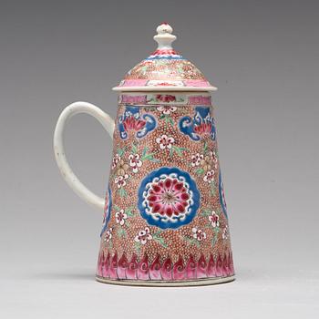 A famille rose coffee pot with cover, Qing dynasty, Yongzheng (1723-35).