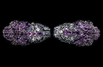 ARMBAND, sterlingsilver, tanzaniter samt ametister ca 60.00 ct.