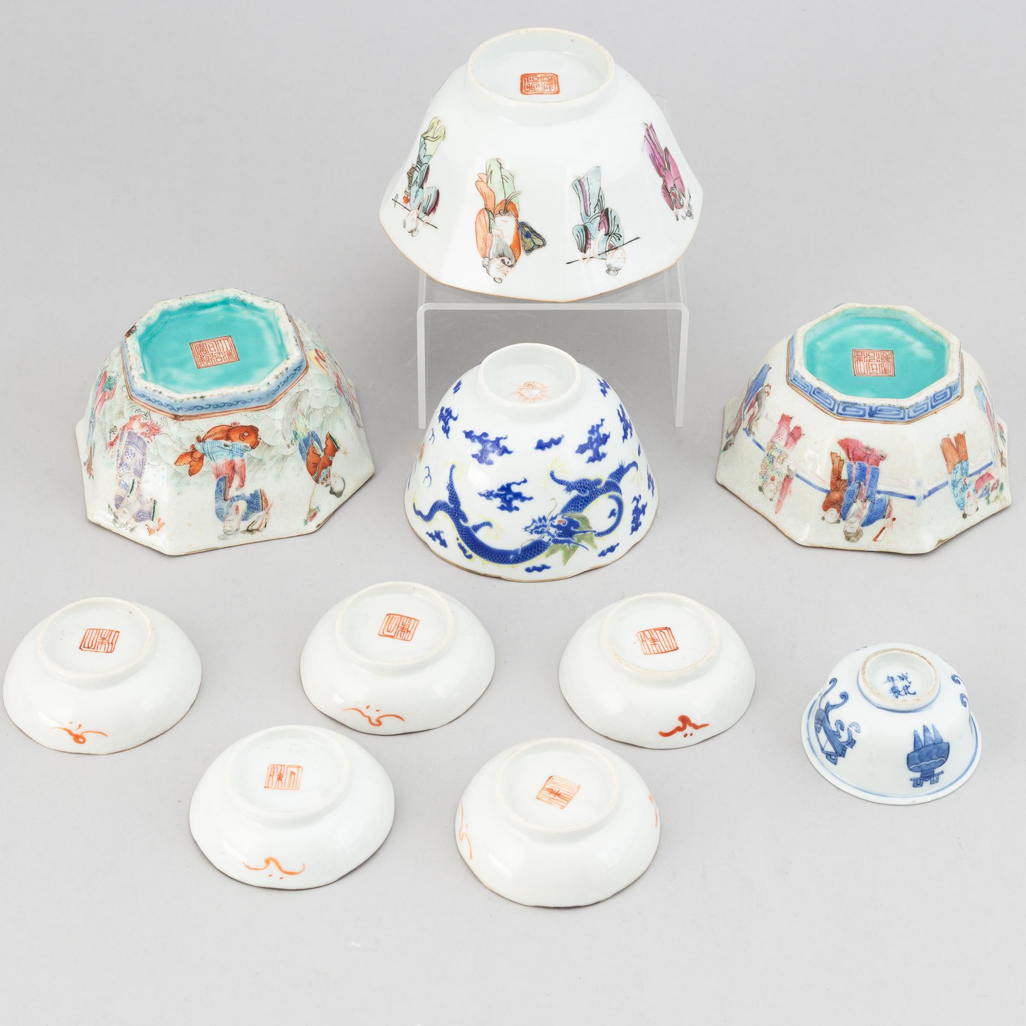 A set of 10 bowls, late Qing dynasty, circa 1900.
