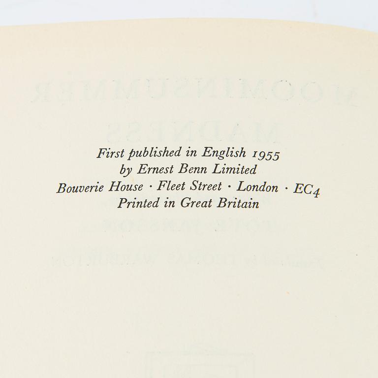 Tove Jansson, Bok 1 upplagan "Moominsummer Madness", Limited Ernest Benn London 1955.