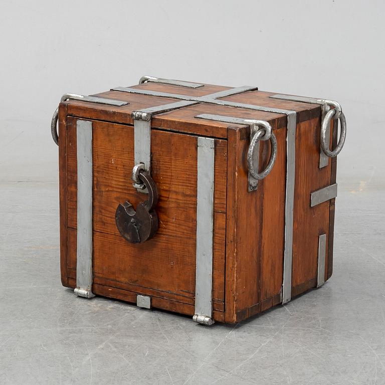 A 19th Century pine strong box.
