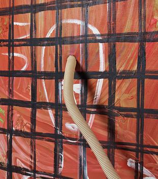 Jonathan Borofsky, oil on canvas with plastic tube and casette player.