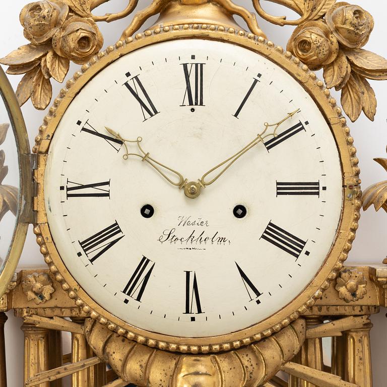 Wall clock, late Gustavian, late 18th century.
